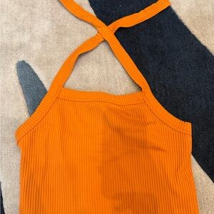 Orange Ribbed cropped tank top